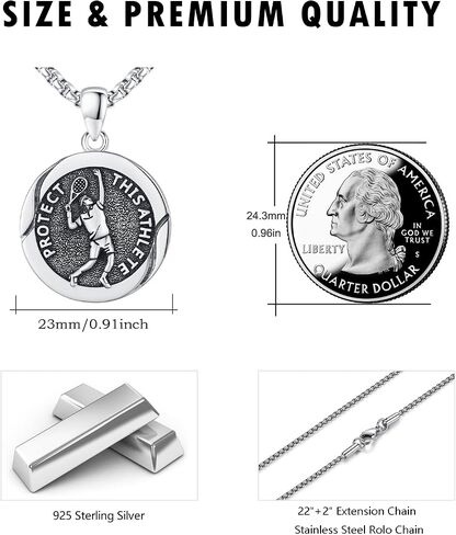 925 Sterling Silver Athlete Protection Necklace Sports Theme Amulet with Stainless Steel Chain in Saudi Arabia