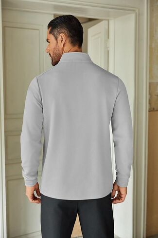 COOFANDY Men's Quarter Zip Up Pullover Lightweight Mock Neck Sweatshirt Casual Long Sleeve Polo Shirt in Kuwait