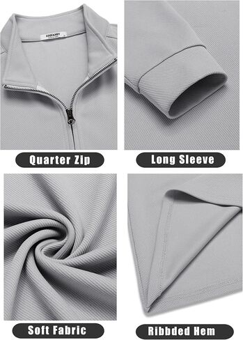 COOFANDY Men's Quarter Zip Up Pullover Lightweight Mock Neck Sweatshirt Casual Long Sleeve Polo Shirt in Kuwait