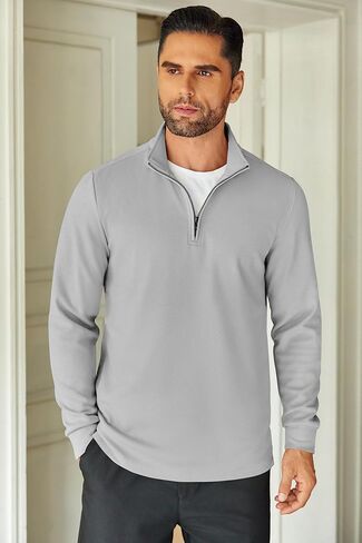 COOFANDY Men's Quarter Zip Up Pullover Lightweight Mock Neck Sweatshirt Casual Long Sleeve Polo Shirt in Kuwait
