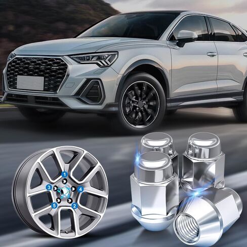 4 Pack M12x1.5 Chrome Silver Bulge Acorn Lug Nuts for Selective Aftermarket and Factory Wheels, Easy Install, Durable Carbon Steel with Stylish Triple Layered Chrome Finish in Saudi Arabia