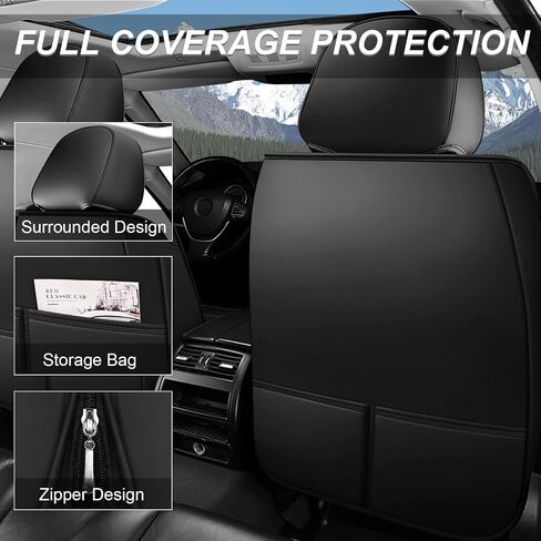 أغطية مقاعد جلد نابا مجموعة كاملة لسيارة Nissan Frontier 2000-2025، 5 مقاعد غطاء مقعد السيارة مقاوم للماء والتمزق داخل تصميم سحاب وفتحات فتح محفوظة (مجموعة كاملة قياسية / أسود أزرق) in Kuwait