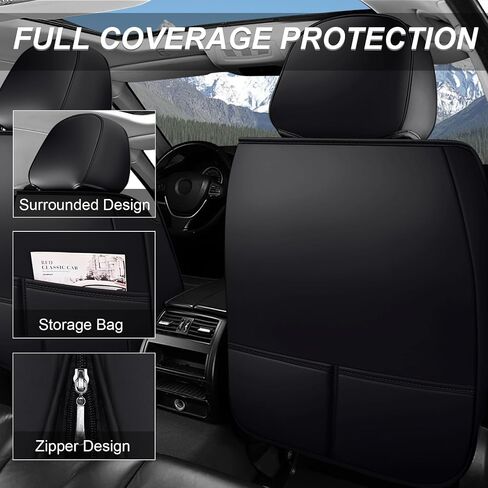 أغطية مقاعد جلد نابا مجموعة كاملة لسيارة Nissan Frontier 2000-2025، 5 مقاعد غطاء مقعد السيارة مقاوم للماء والتمزق داخل تصميم سحاب وفتحات فتح محفوظة (مجموعة كاملة قياسية / أسود أزرق) in Kuwait
