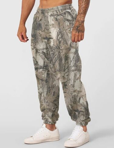 Men’s Camo Baggy Sweatpants Graphic Print Workout Streetwear Joggers Pants for Men Fleece Sweats with Pockets in Kuwait