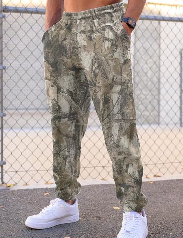 Men’s Camo Baggy Sweatpants Graphic Print Workout Streetwear Joggers Pants for Men Fleece Sweats with Pockets in Kuwait