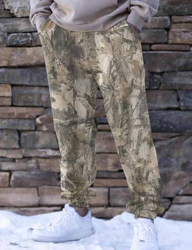 Men’s Camo Baggy Sweatpants Graphic Print Workout Streetwear Joggers Pants for Men Fleece Sweats with Pockets in Kuwait