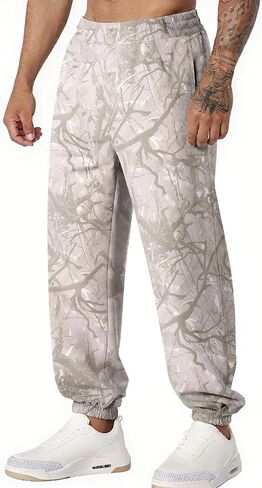Men’s Camo Baggy Sweatpants Graphic Print Workout Streetwear Joggers Pants for Men Fleece Sweats with Pockets in Kuwait