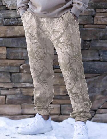 Men’s Camo Baggy Sweatpants Graphic Print Workout Streetwear Joggers Pants for Men Fleece Sweats with Pockets in Kuwait