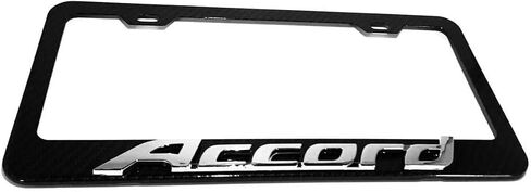 3D Custom Accord Emblem License Plate Tag Frame Cover Holder Black with Screw Caps-Stainless Steel (1) in Saudi Arabia