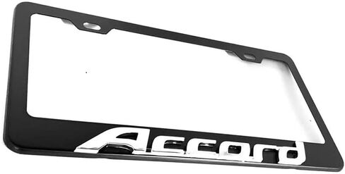 3D Custom Accord Emblem License Plate Tag Frame Cover Holder Black with Screw Caps-Stainless Steel (1) in Saudi Arabia