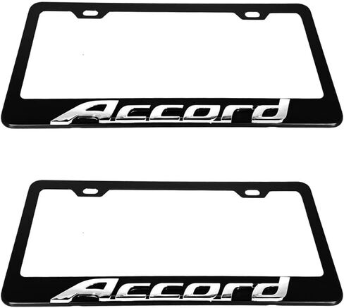 3D Custom Accord Emblem License Plate Tag Frame Cover Holder Black with Screw Caps-Stainless Steel (1) in Saudi Arabia