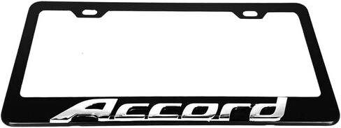 3D Custom Accord Emblem License Plate Tag Frame Cover Holder Black with Screw Caps-Stainless Steel (1) in Saudi Arabia