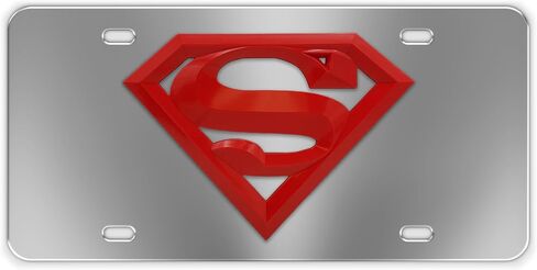 لوحة أمامية مزخرفة سوداء معدنية بالكامل من DC Comics Superman مرخصة رسميًا من Elektroplate مع شعار ثلاثي الأبعاد | ملحقات السيارات المقاومة للطقس للسيارات وسيارات الدفع الرباعي والشاحنات (12 بوصة × 6 بوصة) in Saudi Arabia