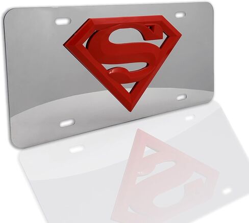 لوحة أمامية مزخرفة سوداء معدنية بالكامل من DC Comics Superman مرخصة رسميًا من Elektroplate مع شعار ثلاثي الأبعاد | ملحقات السيارات المقاومة للطقس للسيارات وسيارات الدفع الرباعي والشاحنات (12 بوصة × 6 بوصة) in Saudi Arabia