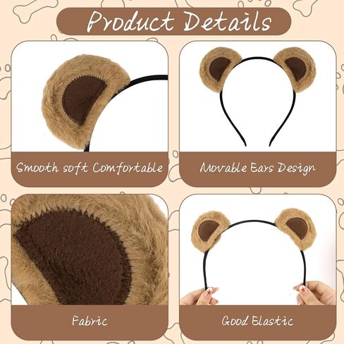 3pcs Light Brown Bear Ears Cute Headband in Kuwait