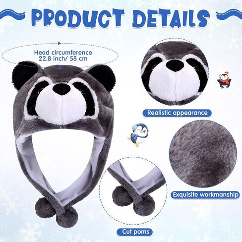 Toulite 4 Pcs Cute Plush Funny Animal Hats Funny Winter Hats with Delicate Animal Ear Straps in Saudi Arabia