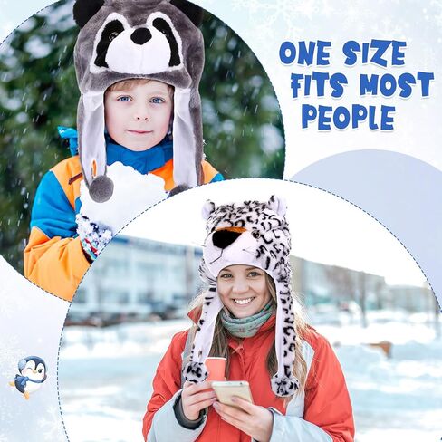 Toulite 4 Pcs Cute Plush Funny Animal Hats Funny Winter Hats with Delicate Animal Ear Straps in Saudi Arabia