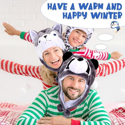Toulite 4 Pcs Cute Plush Funny Animal Hats Funny Winter Hats with Delicate Animal Ear Straps in Saudi Arabia