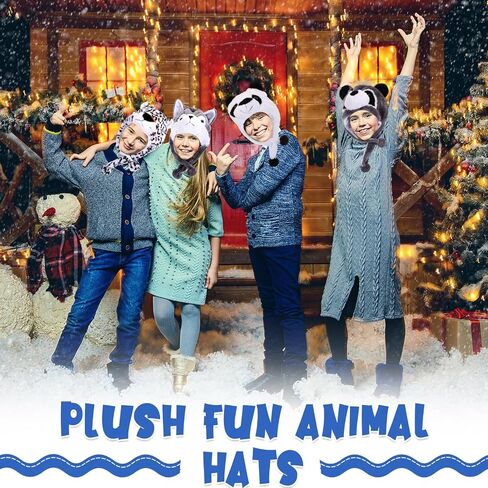 Toulite 4 Pcs Cute Plush Funny Animal Hats Funny Winter Hats with Delicate Animal Ear Straps in Saudi Arabia