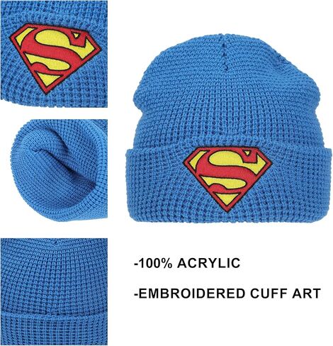 Superman Superman Logo Embroidery Waffle Knit Cuff Beanie in Saudi Arabia