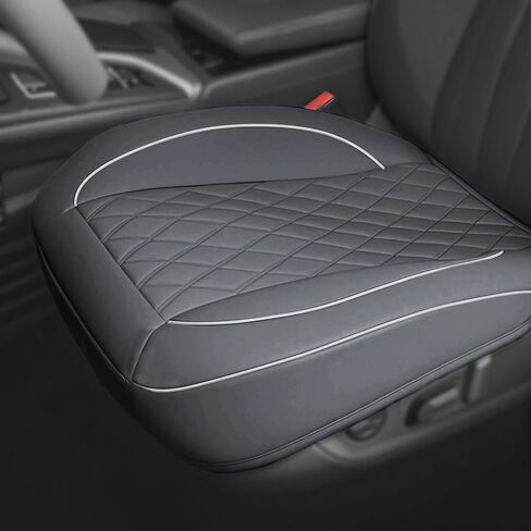 1 Pack PU Leather Quilting Front Car Seat Cover, Anti-Slip Full Wrap-Around Bottom Seat Protector Cushion with Storage Pocket, Universal Fit for Most Vehicles in Saudi Arabia