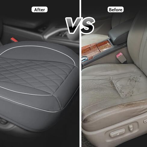 1 Pack PU Leather Quilting Front Car Seat Cover, Anti-Slip Full Wrap-Around Bottom Seat Protector Cushion with Storage Pocket, Universal Fit for Most Vehicles in Saudi Arabia