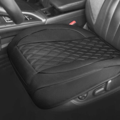 1 Pack PU Leather Quilting Front Car Seat Cover, Anti-Slip Full Wrap-Around Bottom Seat Protector Cushion with Storage Pocket, Universal Fit for Most Vehicles in Saudi Arabia