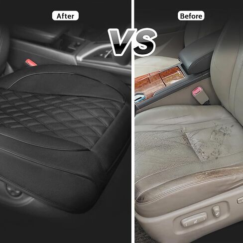 1 Pack PU Leather Quilting Front Car Seat Cover, Anti-Slip Full Wrap-Around Bottom Seat Protector Cushion with Storage Pocket, Universal Fit for Most Vehicles in Saudi Arabia