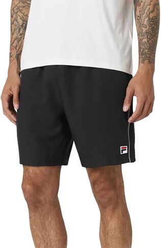 Fila Men's Stretch Woven 7 Inch Short Black/White S in Saudi Arabia