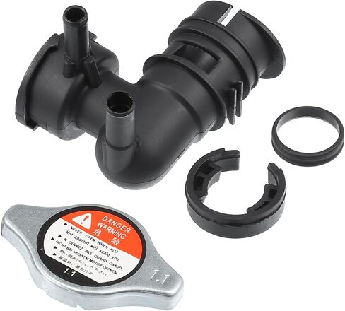 Engine Radiator Filler Neck with Fully Sealed Cap Replacement for Toyota Sienna 07-10 for Lexus RX350 07-09, No.16431-31490/16401-62100 Metal Plastic Black 1Set in Saudi Arabia