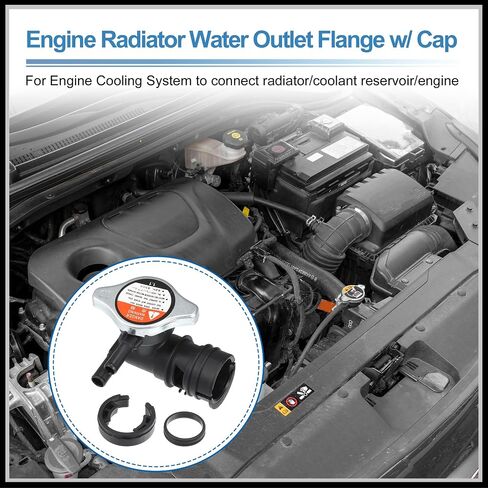 Engine Radiator Filler Neck with Fully Sealed Cap Replacement for Toyota Sienna 07-10 for Lexus RX350 07-09, No.16431-31490/16401-62100 Metal Plastic Black 1Set in Saudi Arabia