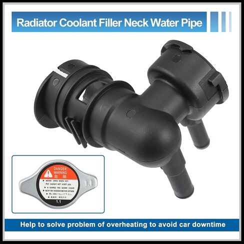 Engine Radiator Filler Neck with Fully Sealed Cap Replacement for Toyota Sienna 07-10 for Lexus RX350 07-09, No.16431-31490/16401-62100 Metal Plastic Black 1Set in Saudi Arabia