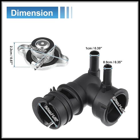 Engine Radiator Filler Neck with Fully Sealed Cap Replacement for Toyota Sienna 07-10 for Lexus RX350 07-09, No.16431-31490/16401-62100 Metal Plastic Black 1Set in Saudi Arabia