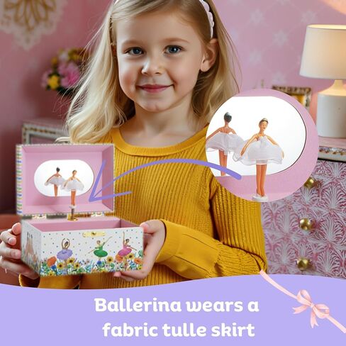 ABI + OLIE Ballerina Musical Jewelry Box for Girls, Music Box for Dance Recital Gifts for 4+ Year Old Girl, Little Girls Jewelry Box in Saudi Arabia