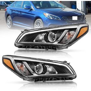 2015 2016 2017 Sonata Headlights,Headlight Assembly Fit for 2015-2017 Hyundai Sonata Chrome Housing Halogen Headlamp Replacement Driver Passenger Side(Not Fit Hybird Models) in Kuwait