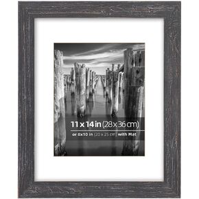 إطار صورة من خشب الحظيرة المستصلحة مقاس 11 × 14 بوصة، خيار عرض الحائط أو سطح المكتب، زجاج حقيقي، مع حصيرة للصور مقاس 8 × 10 بوصة، فنون مقلدة، أسود متعثر in Kuwait