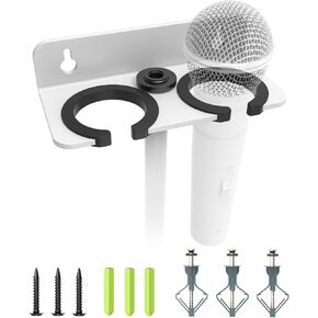 Multi Microphone Holder for Handheld Dynamic, Wired and Wireless Mics,Double Microphone Stand,Rubber Padding/Wall Mounted or Mounted to 5/8"-27 or 3/8"-16 threaded Stands in Kuwait