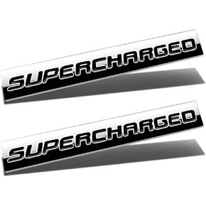 2Pcs 3D Polished Chrome Supercharged Letter Car Emblem Trunk Lid Sport Decal Car Badge Sticker Supercharged (Silver&Red) in Saudi Arabia
