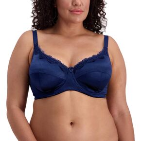 Women Plus Size Everyday Bra Full Coverage Unlined Underwire Embroidery Satin Bra in Saudi Arabia