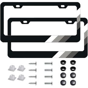 2pcs إطارات لوحة الترخيص ، لوحة علامة الترخيص ملائمة للسيارات والشاحنات وسيارات الدفع الرباعي (Blackredyellow-Right-Silver) in Kuwait