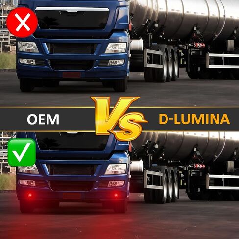 D-Lumina LED Watermelon Lights with Stainless Steel Bracket for Kenworth Peterbilt Freightliner, Semi Trucks Trailers Turn Signal Marker Replacement Glass Lens Red Bezel Marker Lights, Pack of 2 in Saudi Arabia