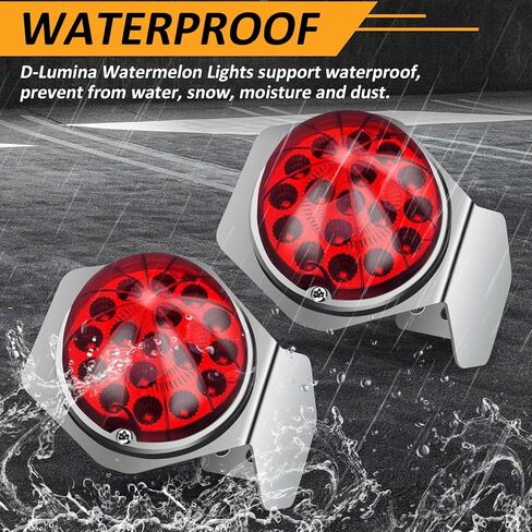 D-Lumina LED Watermelon Lights with Stainless Steel Bracket for Kenworth Peterbilt Freightliner, Semi Trucks Trailers Turn Signal Marker Replacement Glass Lens Red Bezel Marker Lights, Pack of 2 in Saudi Arabia