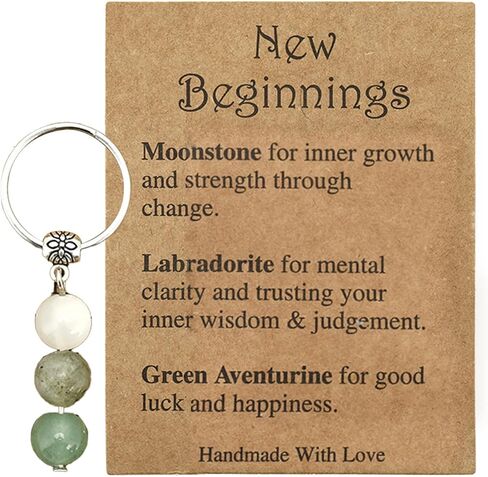 New Beginnings Keychain, Moonstone Crystal Keychain Gifts, New Beginnings Gifts for Women, Healing Gifts for Women, Strength Gift New Job Gifts for Women, Inspirational Encouragement, in Saudi Arabia