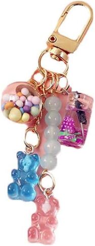 Blue Cute Resin Gummy Bear Key Chain Candy Color Animal Bear Charms Keychains Car Keys Bag Pendant Keyring Jewelry Gift, Women's Keyrings and Keychains, Car Accessories，Women in Saudi Arabia