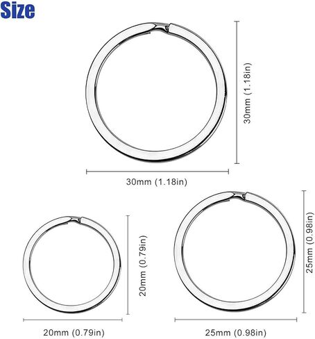 Stainless Steel Key Rings - Flat O Ring Split Rings Bulk Pack for Keys, DIY Crafts and Metal Keychain Accessories (20MM-100PC) in Saudi Arabia
