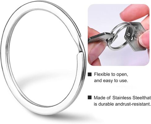 Stainless Steel Key Rings - Flat O Ring Split Rings Bulk Pack for Keys, DIY Crafts and Metal Keychain Accessories (20MM-100PC) in Saudi Arabia