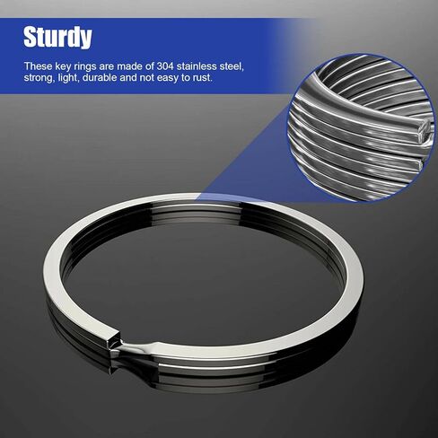 Stainless Steel Key Rings - Flat O Ring Split Rings Bulk Pack for Keys, DIY Crafts and Metal Keychain Accessories (20MM-100PC) in Saudi Arabia