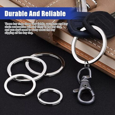 Stainless Steel Key Rings - Flat O Ring Split Rings Bulk Pack for Keys, DIY Crafts and Metal Keychain Accessories (20MM-100PC) in Saudi Arabia
