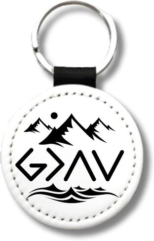 Handmade God is Greater Than the Highs and Lows Keychain – 2x2 Inch PU Leather Christian Keychain – Inspirational Bible Verse Gift for Men, Women, Friends, and Religious Faith Encouragement in Saudi Arabia
