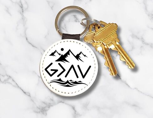 Handmade God is Greater Than the Highs and Lows Keychain – 2x2 Inch PU Leather Christian Keychain – Inspirational Bible Verse Gift for Men, Women, Friends, and Religious Faith Encouragement in Saudi Arabia